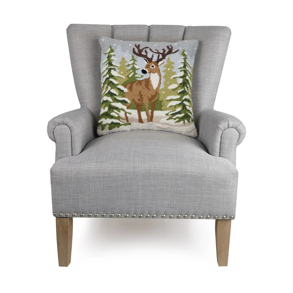 Snowfall Deer Hooked Cushion - Olde Glory