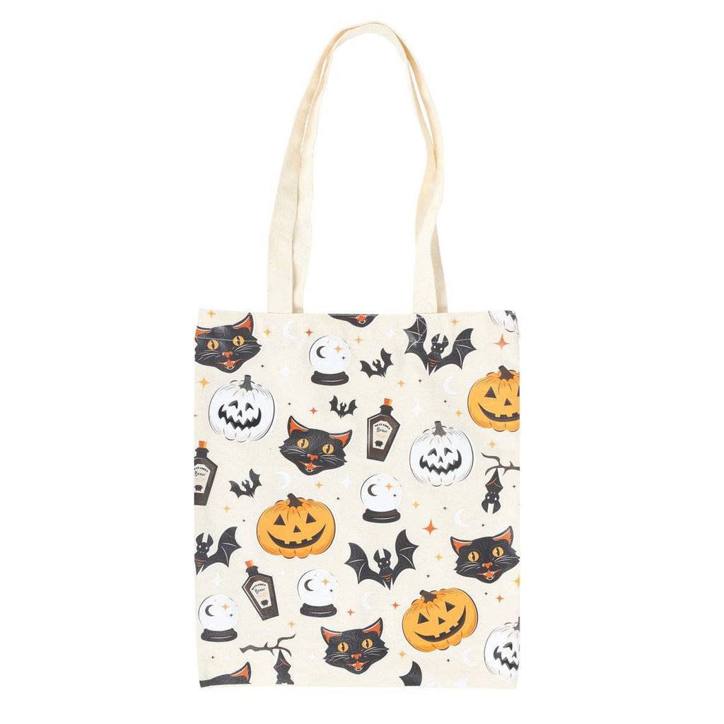 Spooky Cat and Pumpkin Print Halloween Tote Bag - Olde Glory