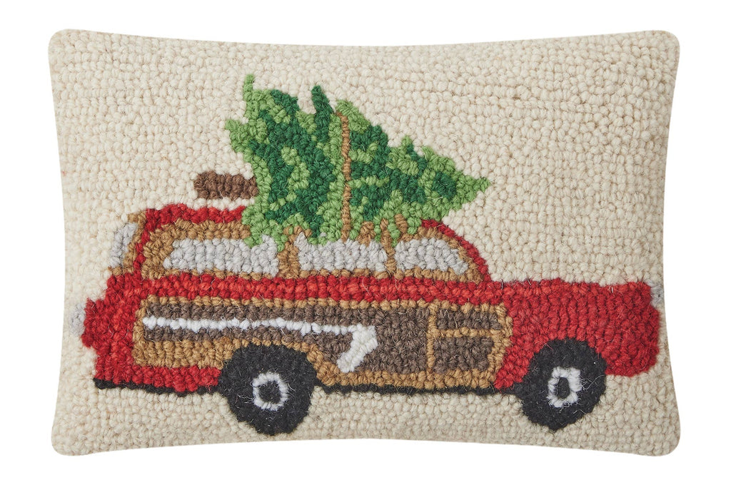 Station Wagon Christmas Tree Hooked Cushion - Olde Glory