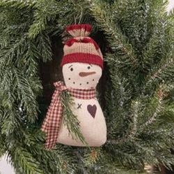 Striped Hat Snowman Decoration with Heart - Olde Glory