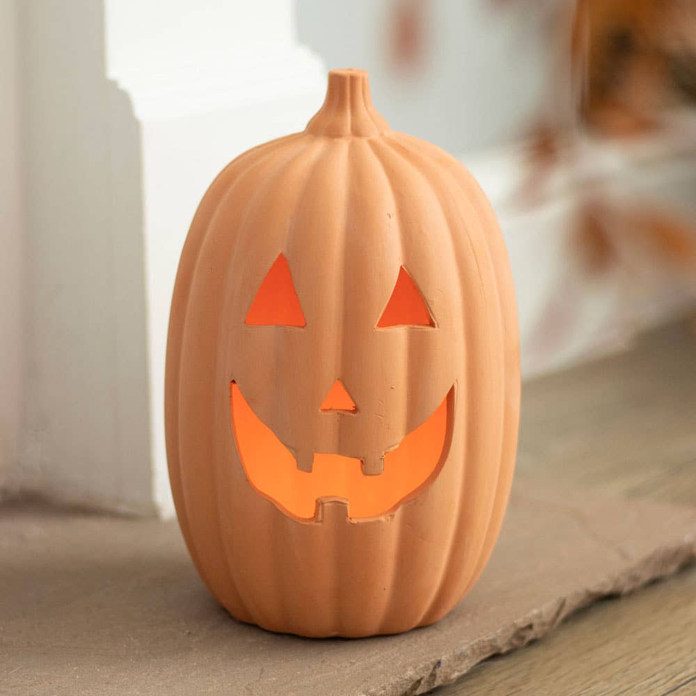 Terracotta Halloween Pumpkin Lantern Decoration - Olde Glory