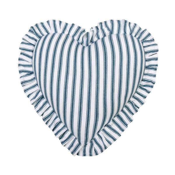 Ticking Stripe Heart Shaped Cushion - Olde Glory