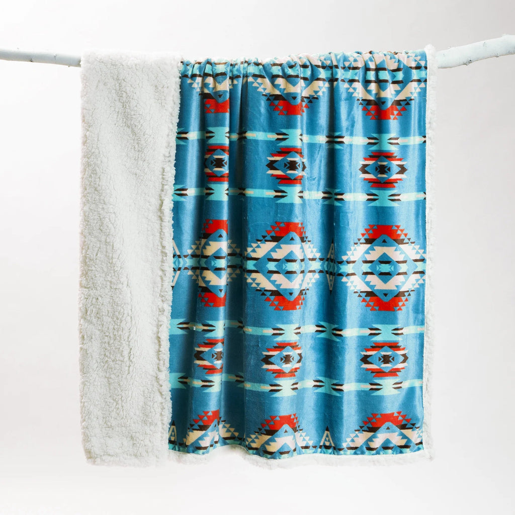 Turquoise Southwest Plush Throw - Olde Glory