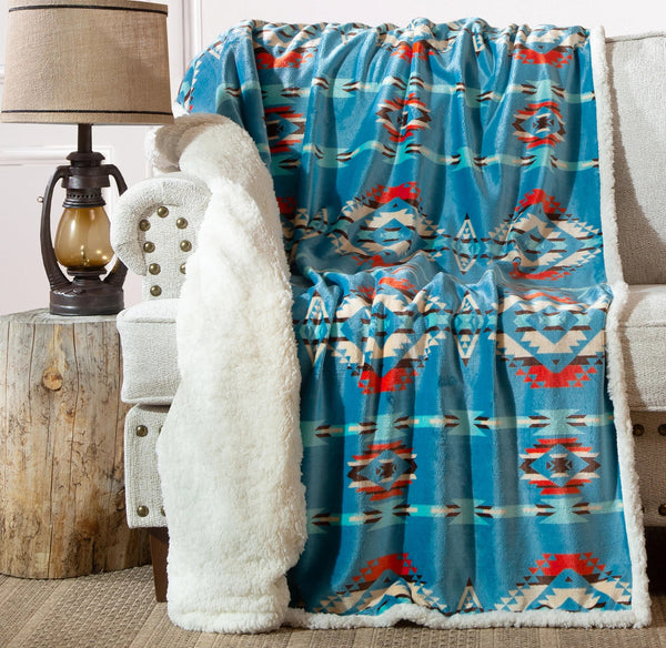 Turquoise Southwest Plush Throw - Olde Glory