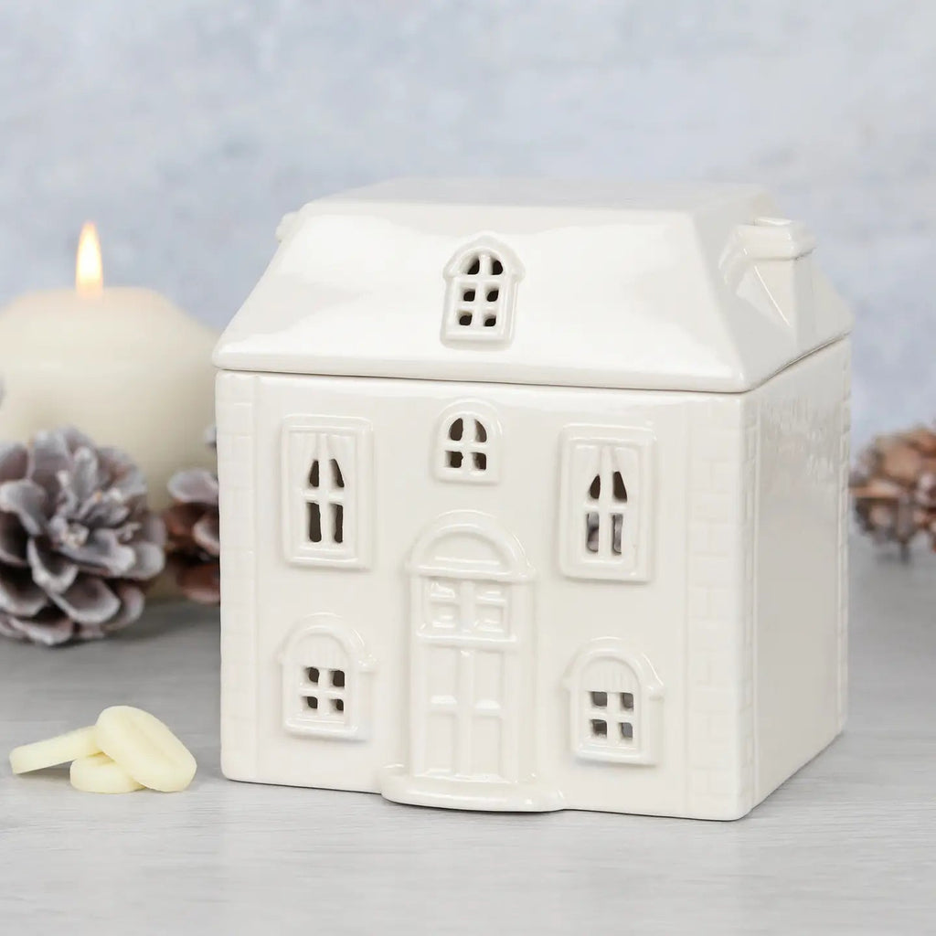 White Ceramic House Oil & Wax Melt Burner - Olde Glory