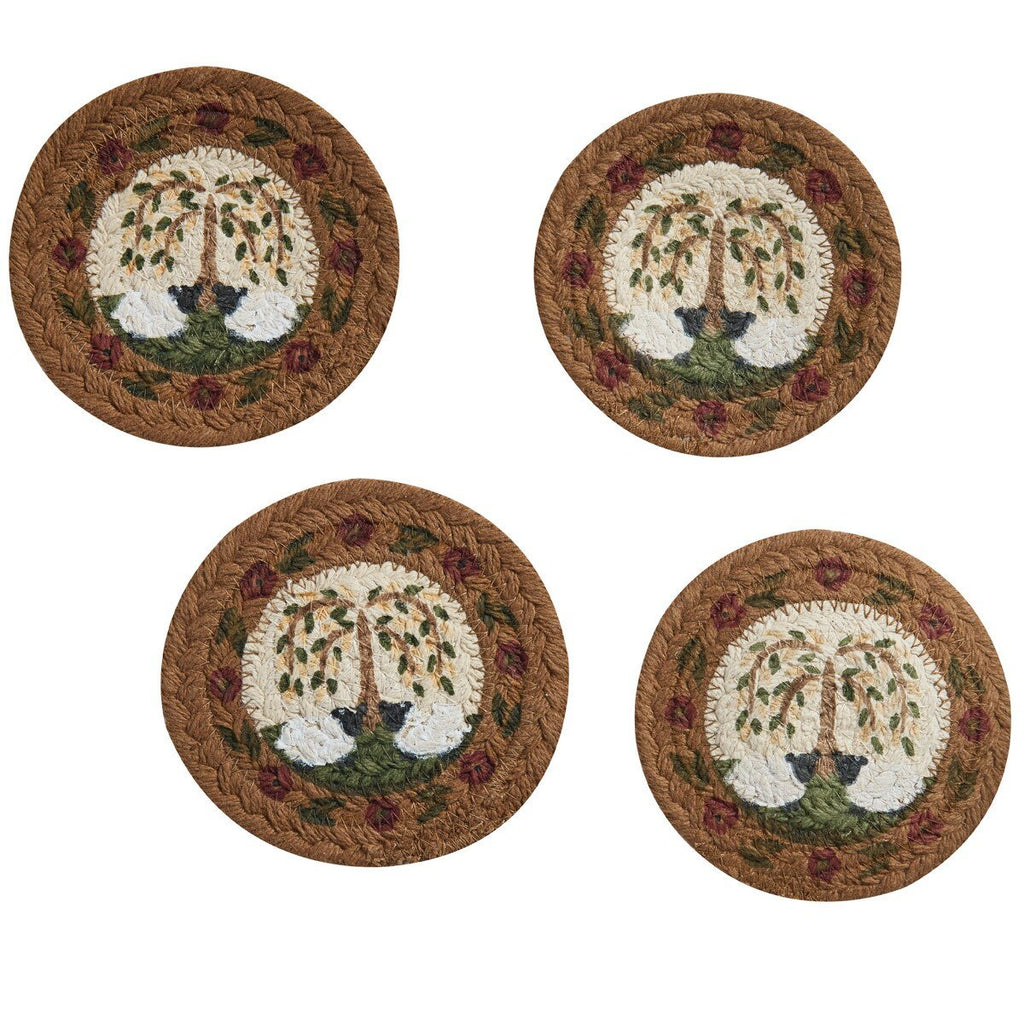 Willow and Sheep Braided Coasters Set - Olde Glory