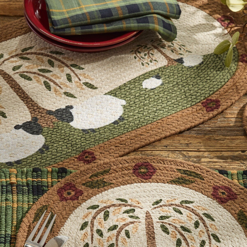 Willow and Sheep Braided Table Runner - Olde Glory