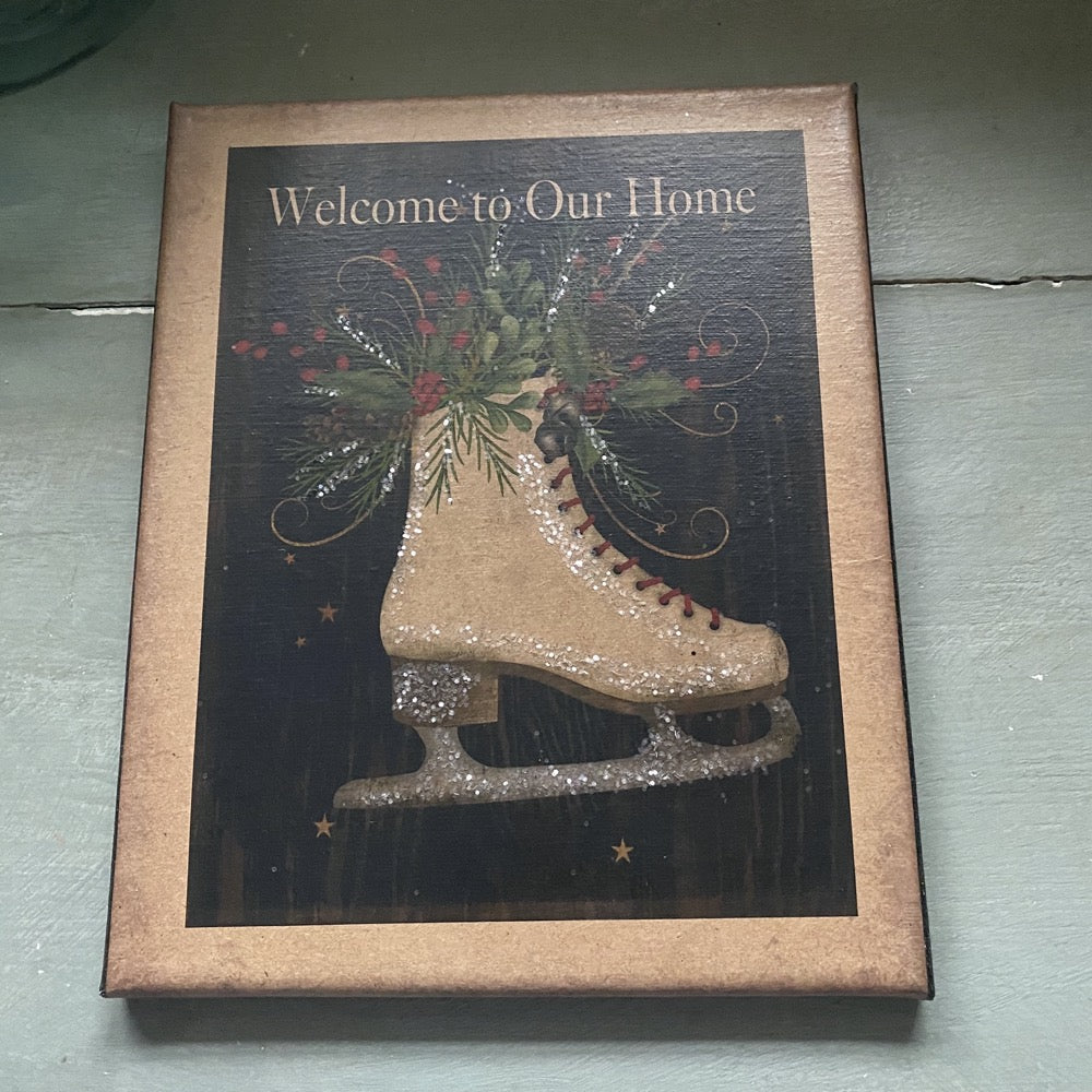 Welcome to our Home Ice Skate Canvas