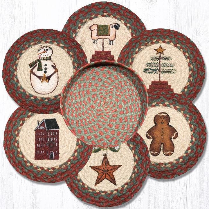 Basket of Winter Mats / Trivets - Olde Glory