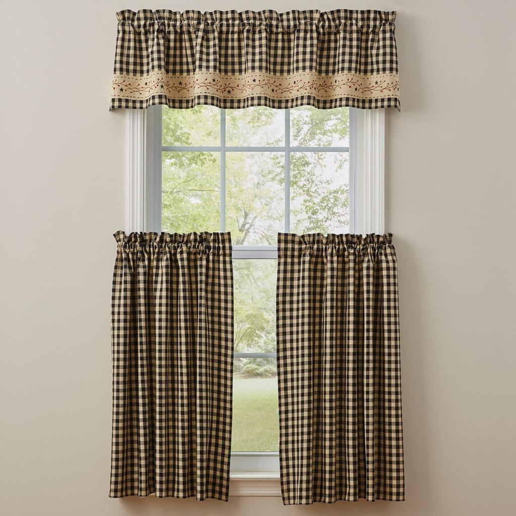 Berry Gingham Border Lined Valance - Olde Glory