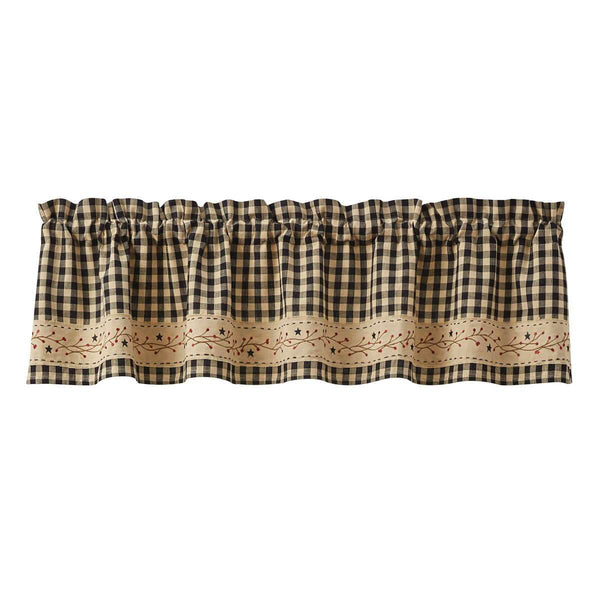 Berry Gingham Border Lined Valance - Olde Glory