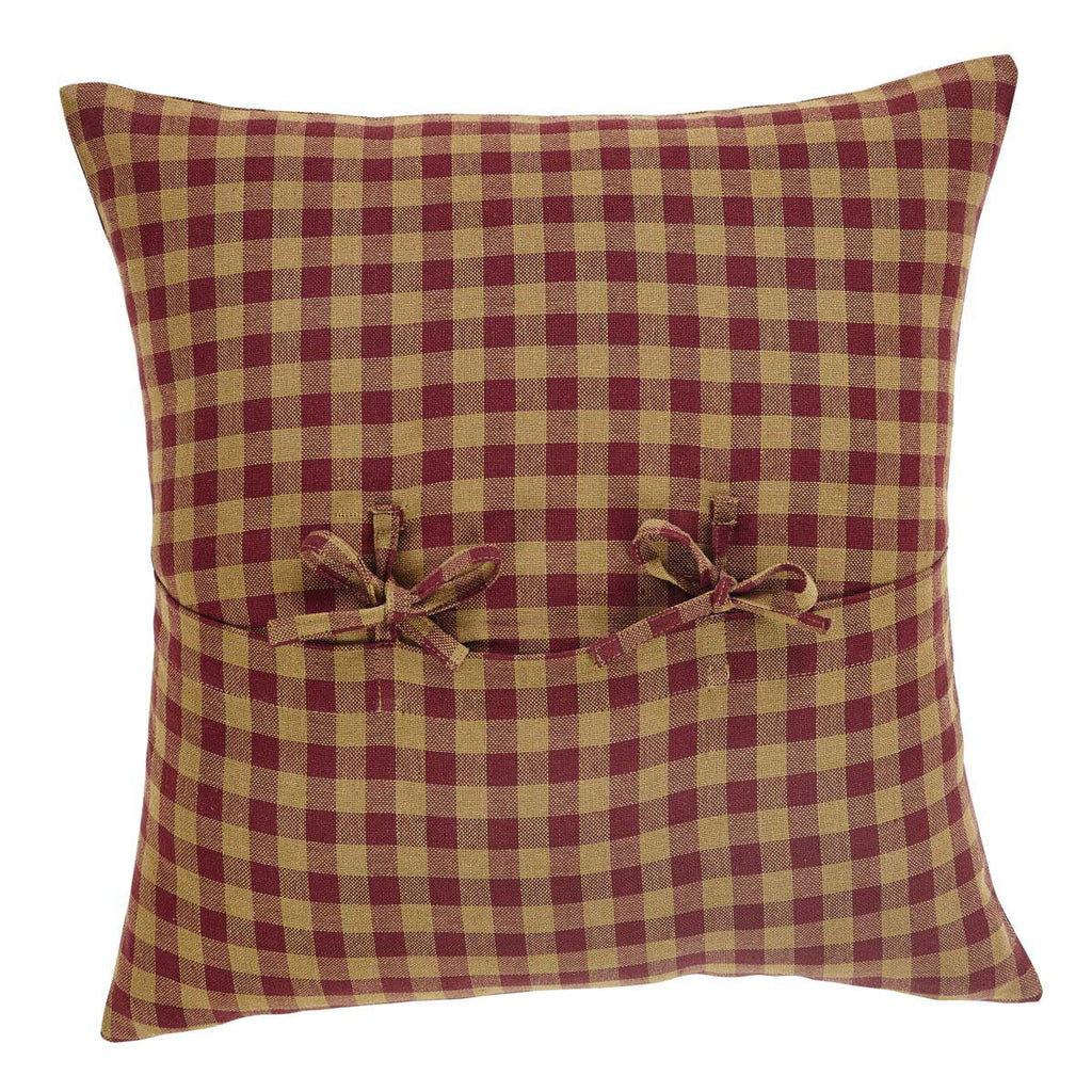 Burgundy Check Cushion - Olde Glory