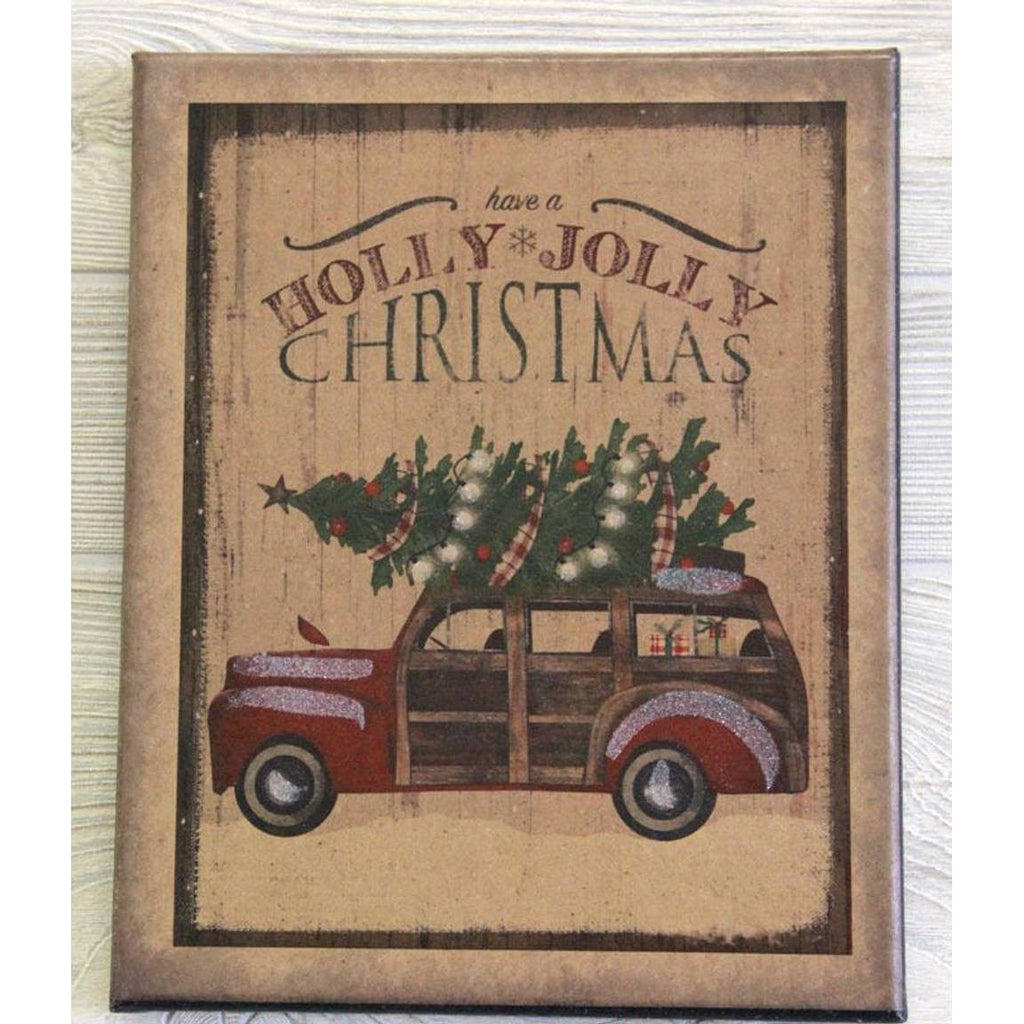 Holly Jolly Christmas Station Wagon Canvas - Olde Glory