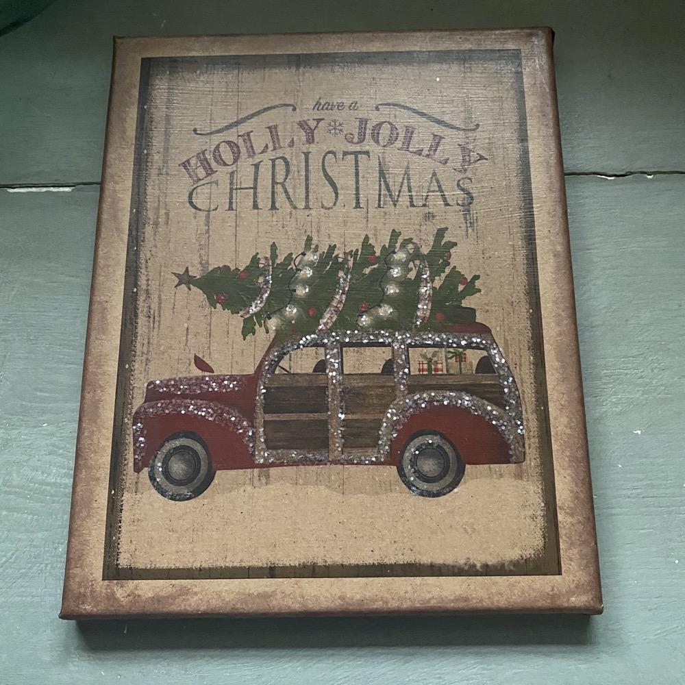 Holly Jolly Christmas Station Wagon Canvas - Olde Glory