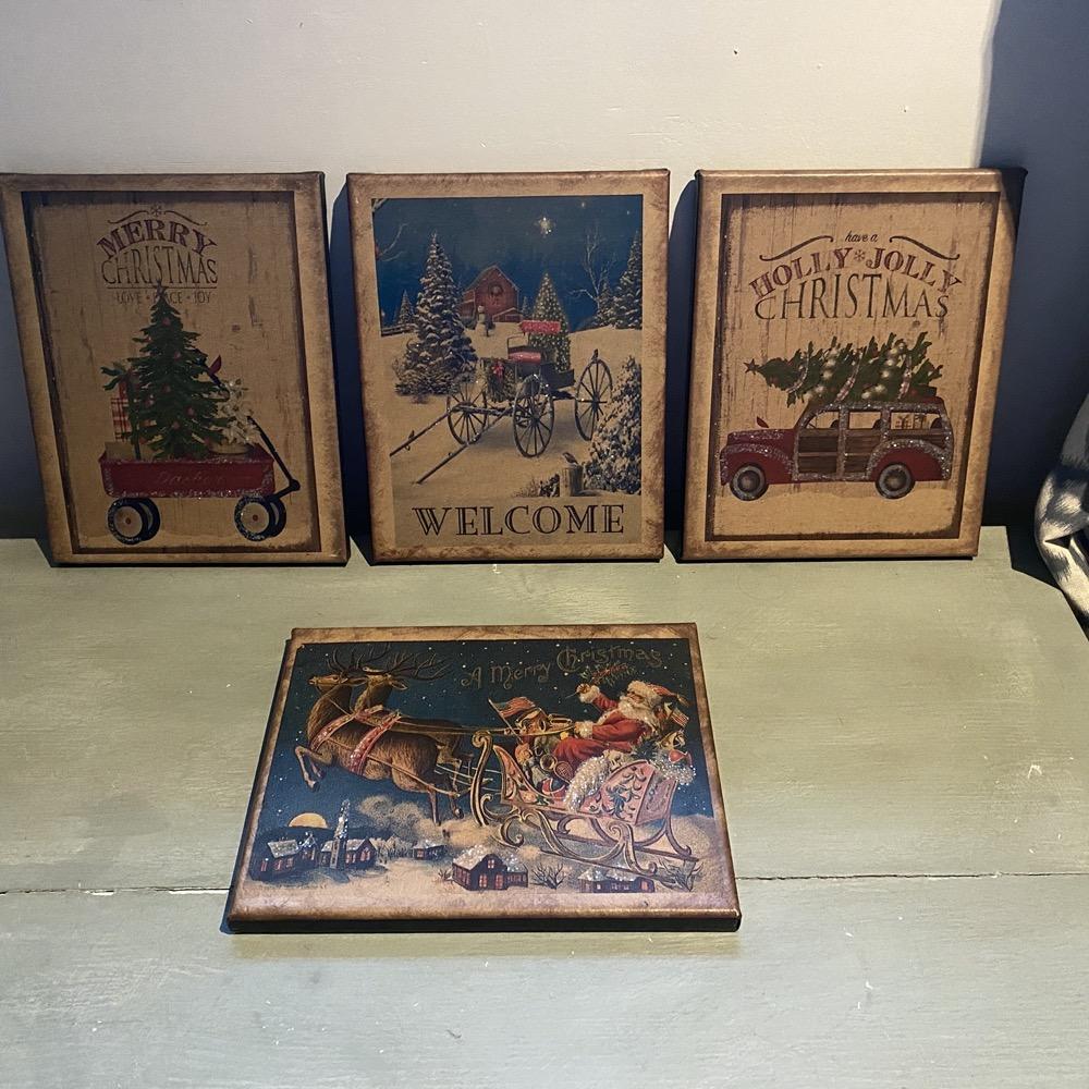 Merry Christmas Wagon Canvas - Olde Glory