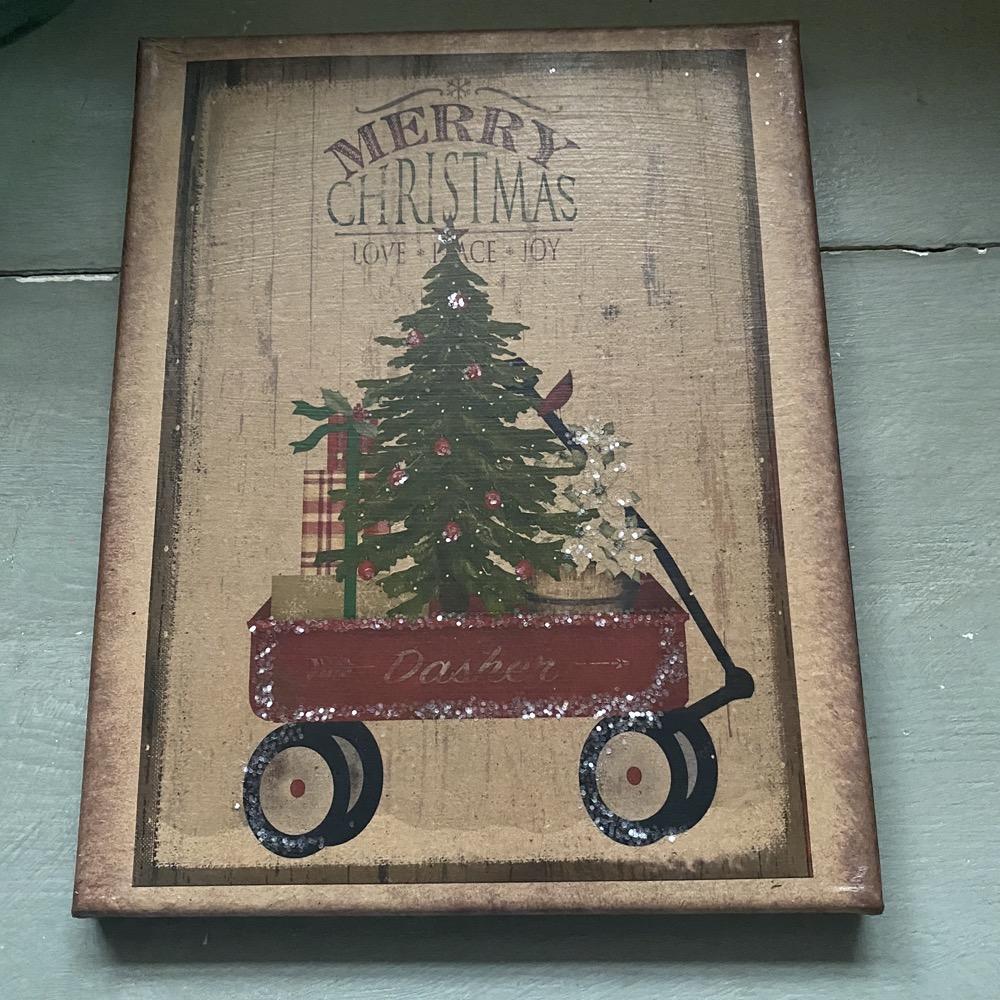 Merry Christmas Wagon Canvas - Olde Glory