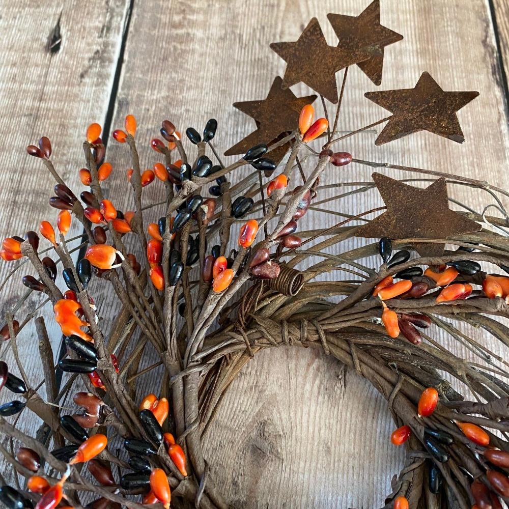 Primitive Mix Little Berry Wreath with Stars - Olde Glory