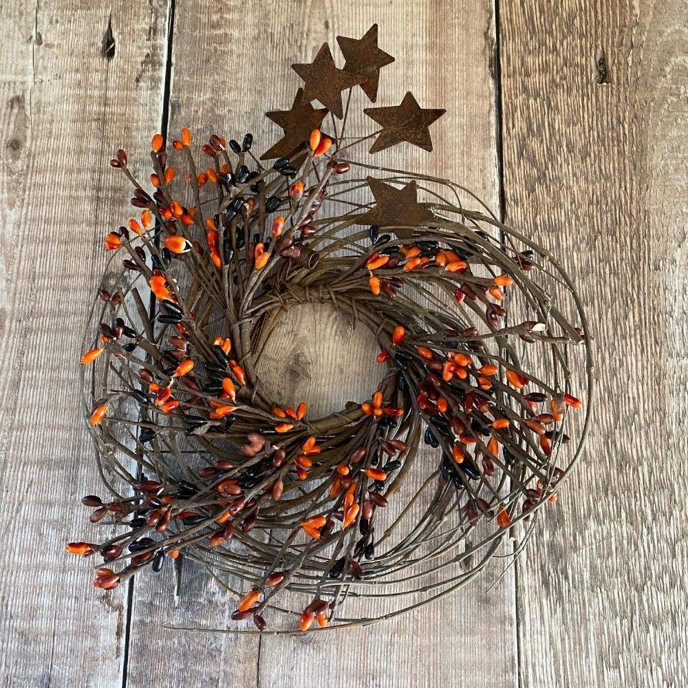 Primitive Mix Little Berry Wreath with Stars - Olde Glory