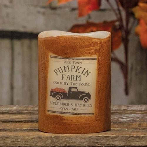 Pumpkin Farm Timer Pillar Candle - Olde Glory