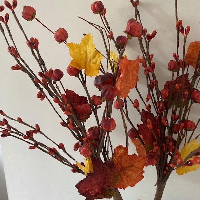 Autumn Branch with Pumpkin Pods Leaves and Pip Berries - Olde Glory