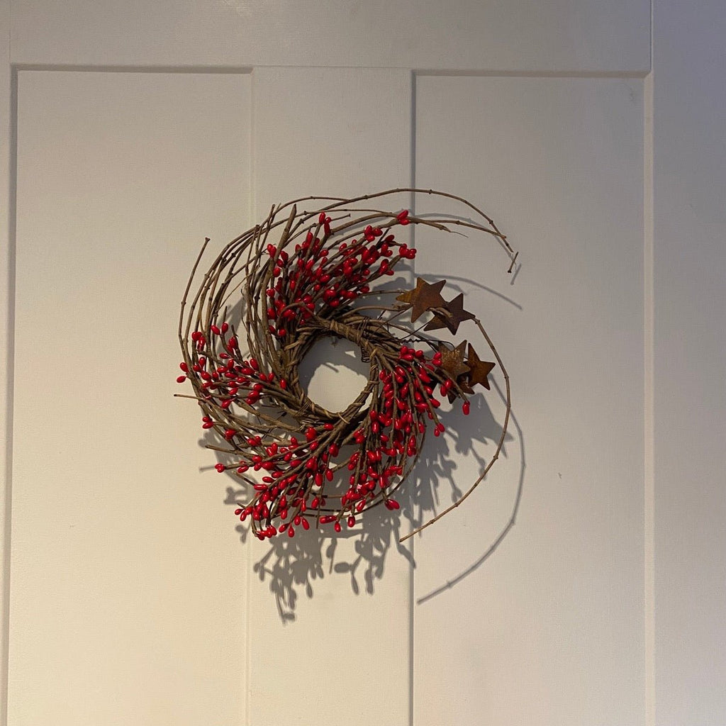 Red Pip Berry Wreath with Stars - Olde Glory