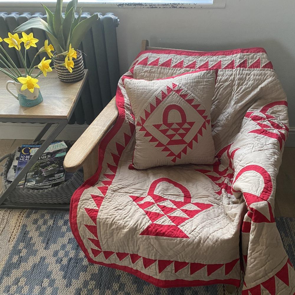 Red Tea Dyed Country Basket Cushion - Olde Glory