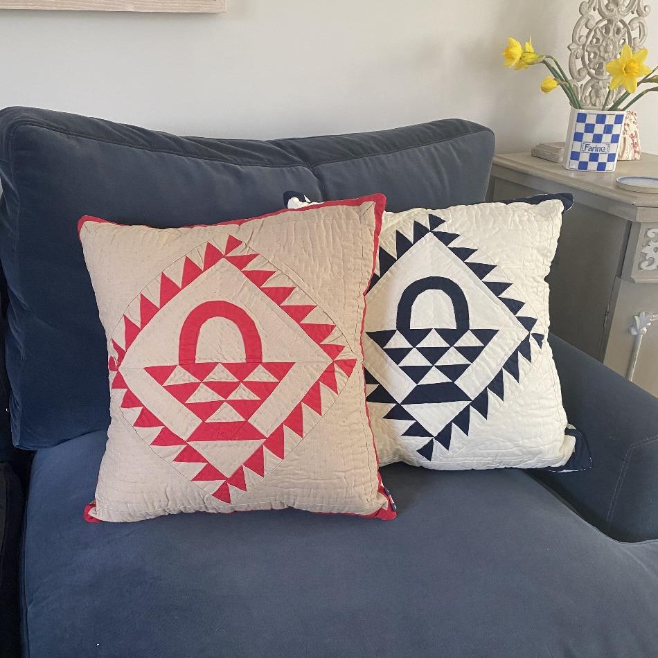 Red Tea Dyed Country Basket Cushion - Olde Glory