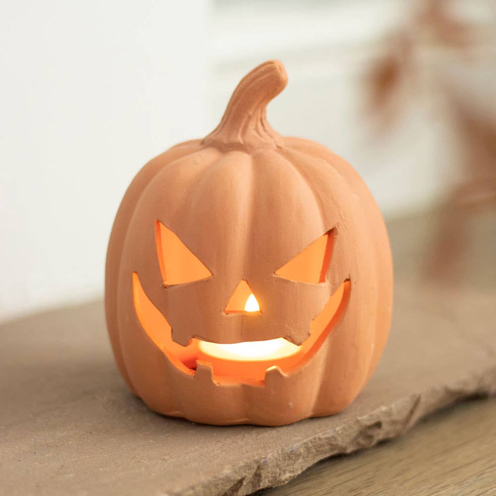 Terracotta Halloween Pumpkin Lantern - Olde Glory