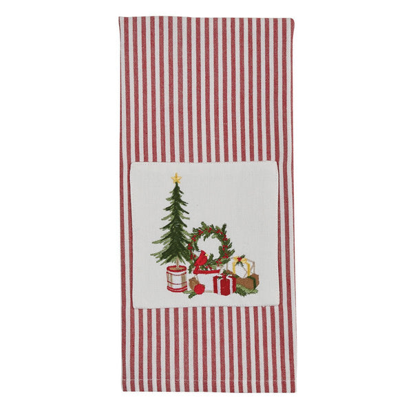 Tree and Wreath Embroidered Towel - Olde Glory