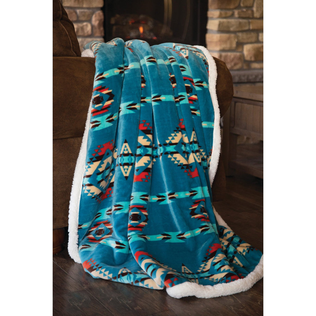 Turquoise Southwest Plush Throw - Olde Glory