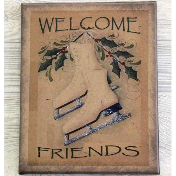 Welcome Friends Figure Skates Canvas - Olde Glory