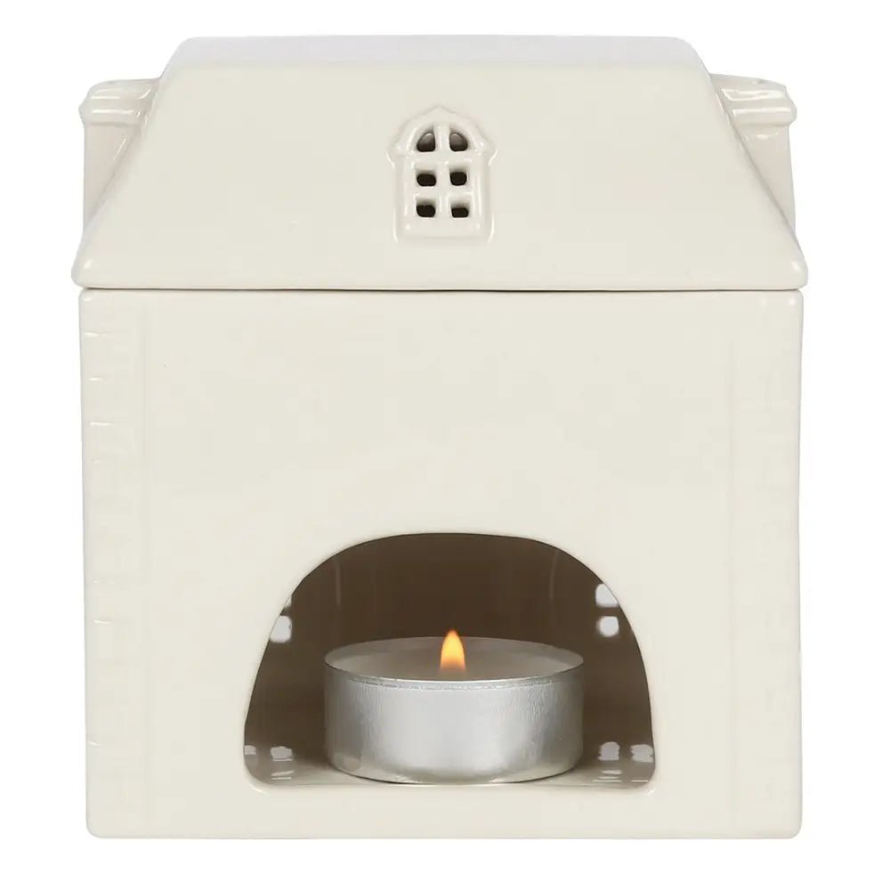 White Ceramic House Oil & Wax Melt Burner - Olde Glory