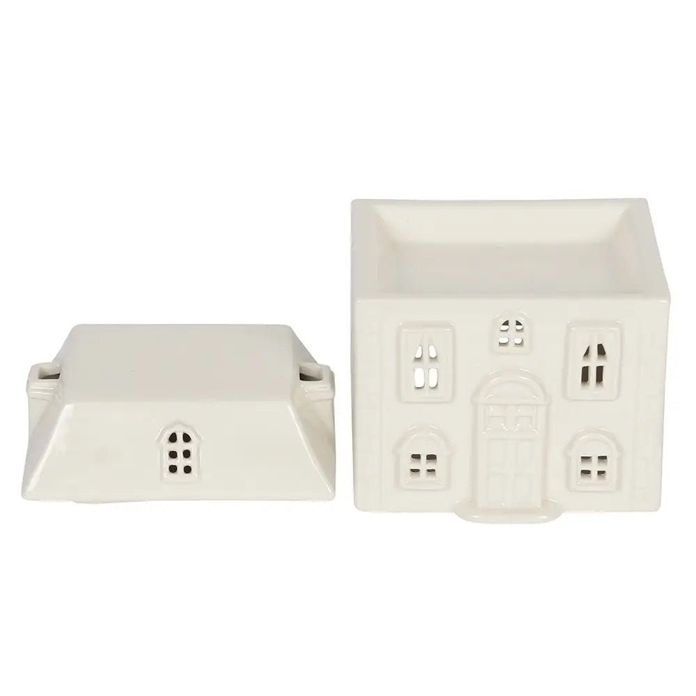 White Ceramic House Oil & Wax Melt Burner - Olde Glory