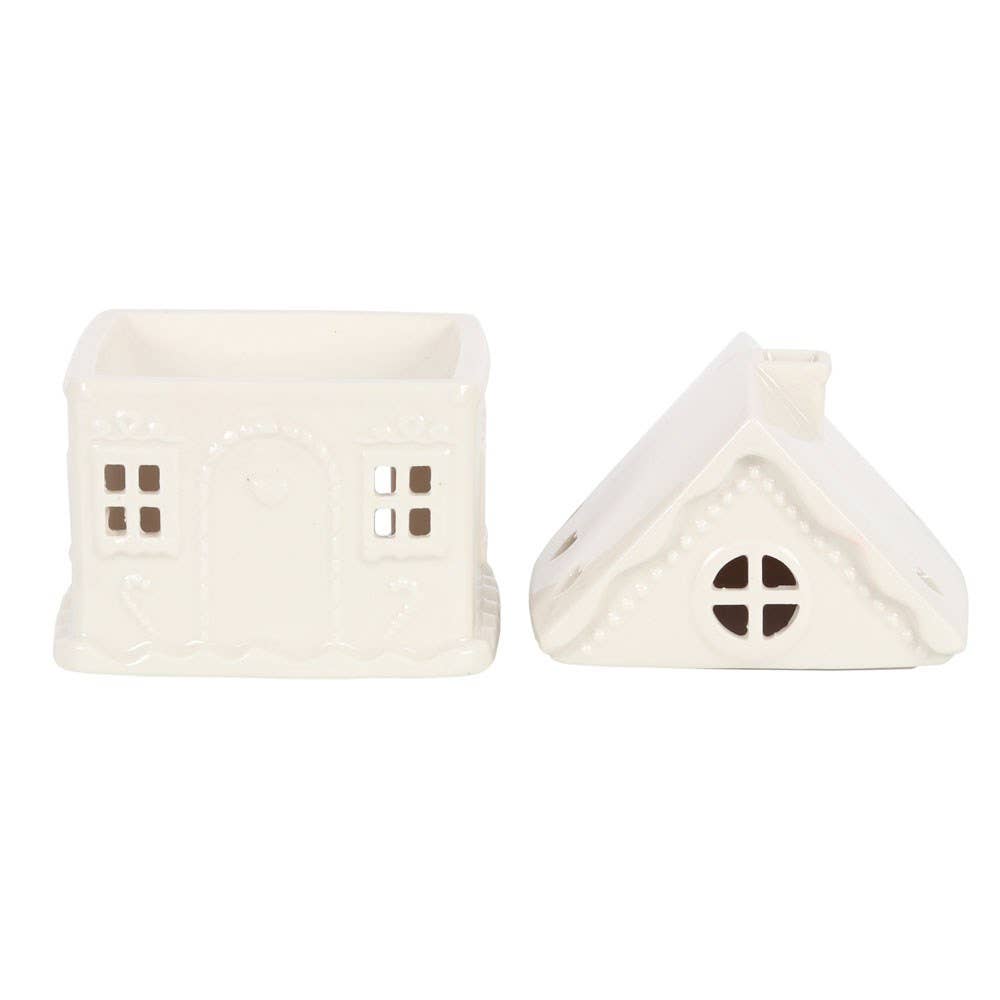 White Christmas Gingerbread House Oil Burner and Wax Warmer - Olde Glory