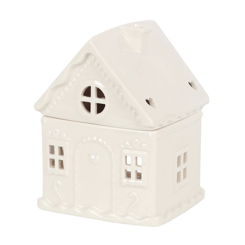 White Christmas Gingerbread House Oil Burner and Wax Warmer - Olde Glory