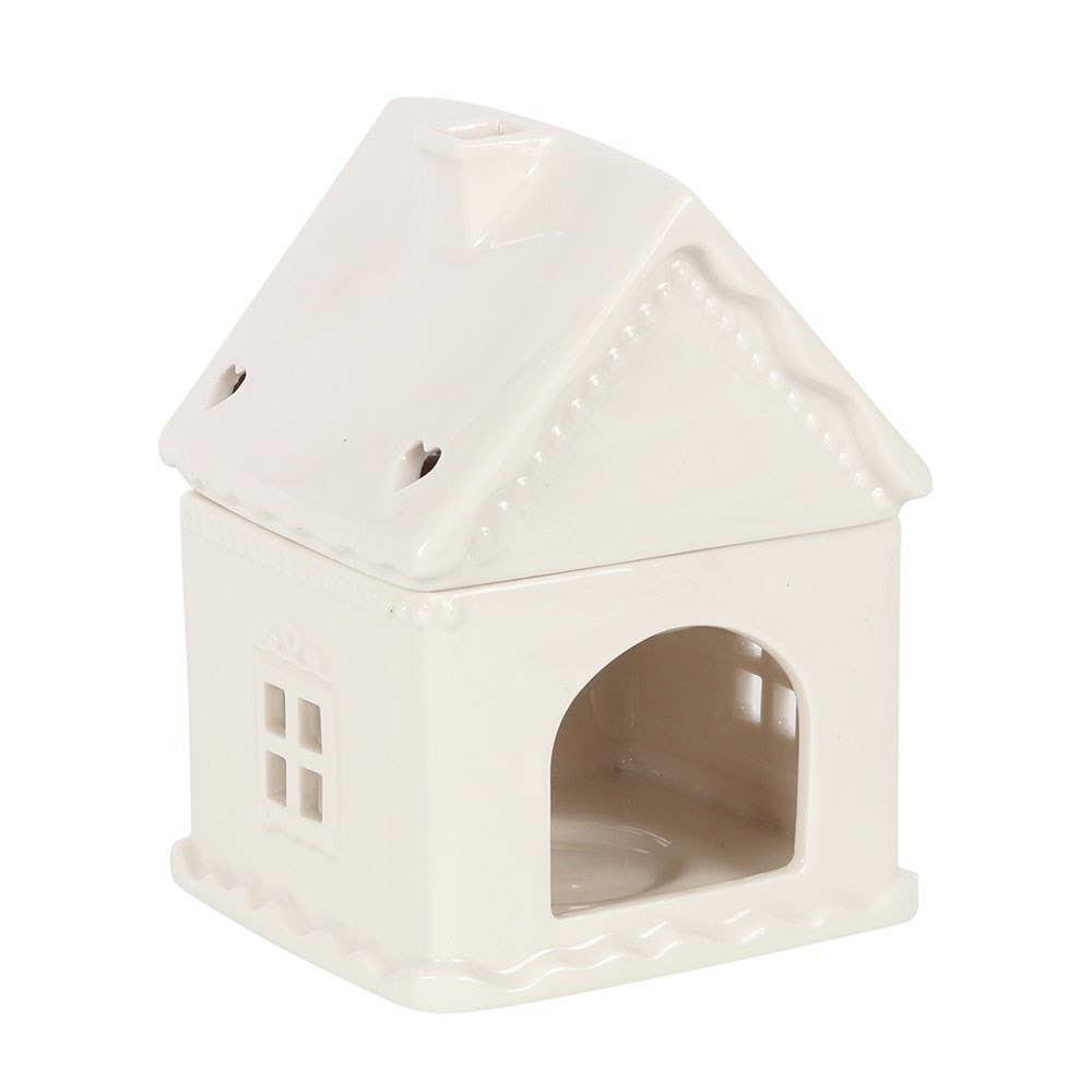 White Christmas Gingerbread House Oil Burner and Wax Warmer - Olde Glory