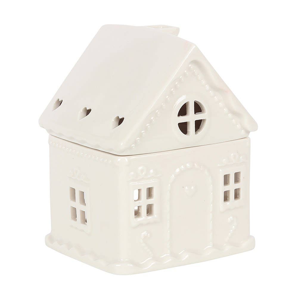 White Christmas Gingerbread House Oil Burner and Wax Warmer - Olde Glory